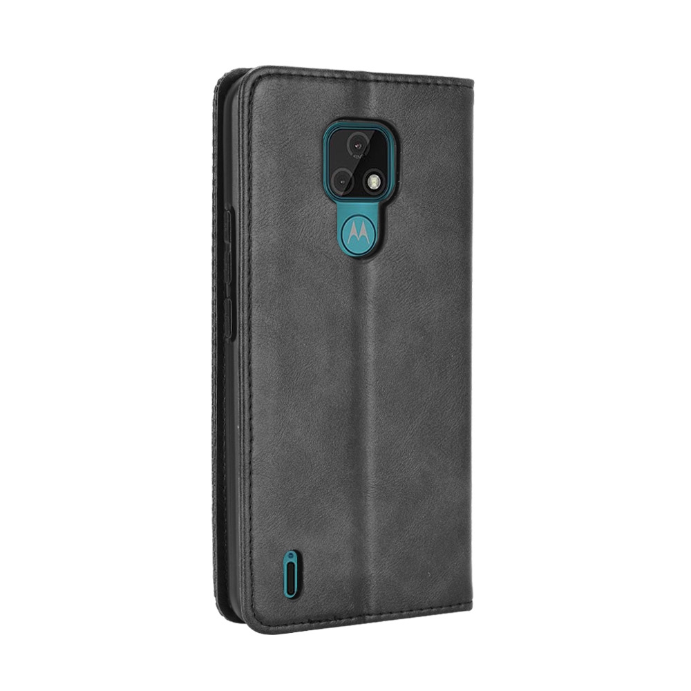 Knižkové púzdro Retro pre Motorola Moto E7 čierne