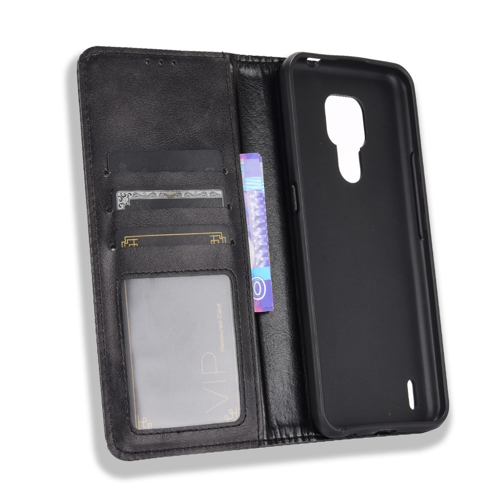 Knižkové púzdro Retro pre Motorola Moto E7 čierne