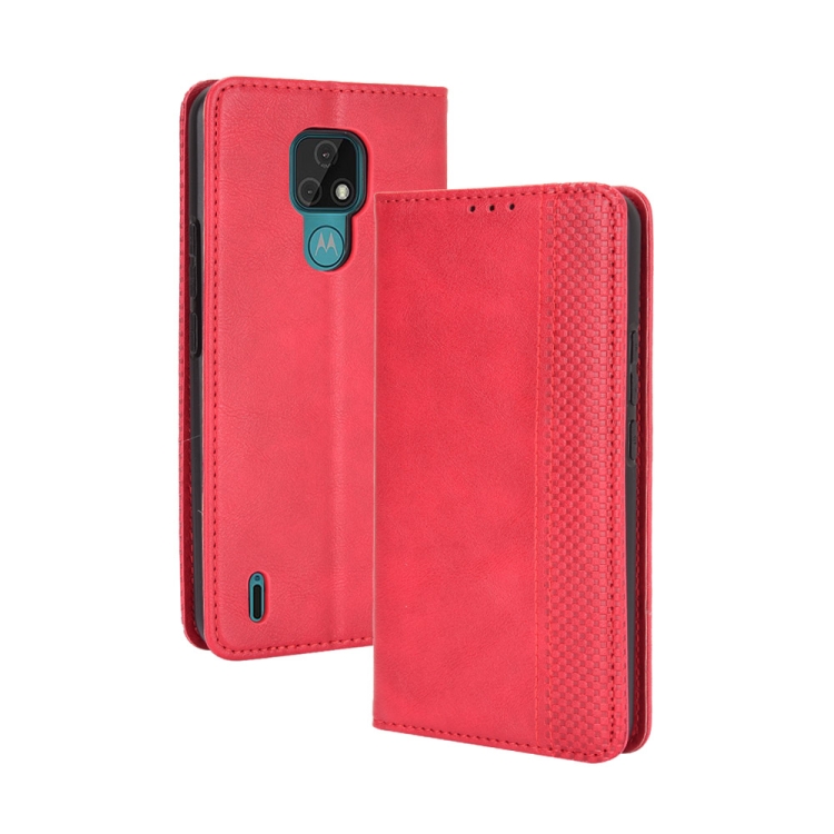 Knižkové púzdro Retro pre Motorola Moto E7 červené