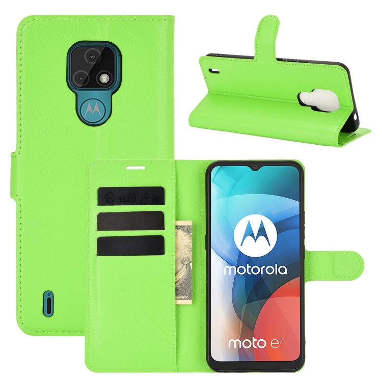 9D SKLO + PUZDRO 2v1 pre Motorola E7 - Knížkove puzdro Litchi zelené