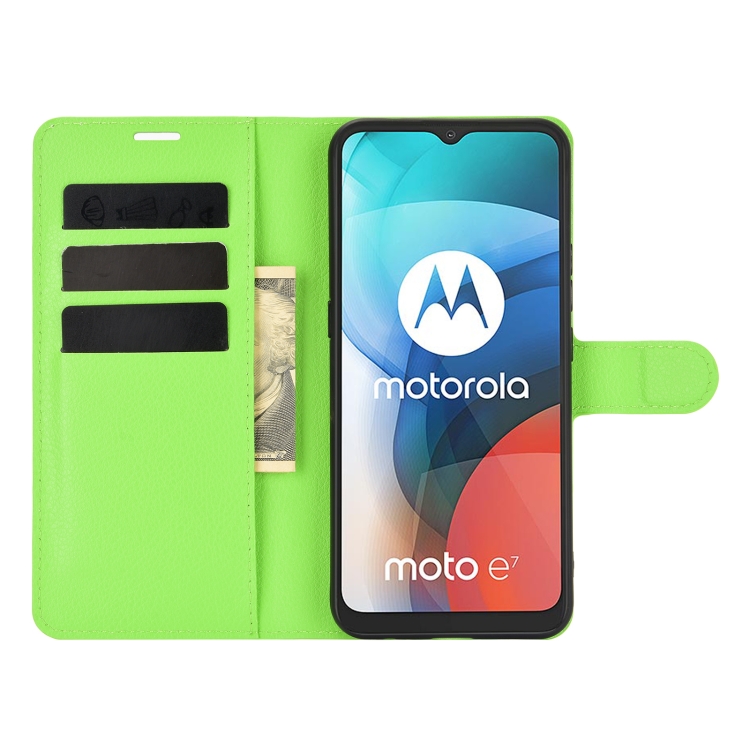 9D SKLO + PUZDRO 2v1 pre Motorola E7 - Knížkove puzdro Litchi zelené