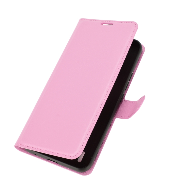 Knižkové puzdro Litchi ružové pre Motorola Moto E7