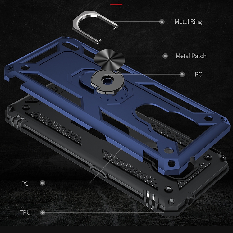 Tvrdené Ring Armor puzdro pre Motorola Moto E7 - modré
