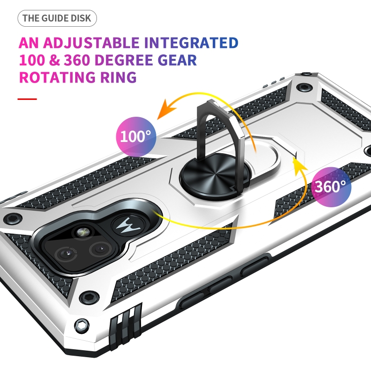 Tvrdené Ring Armor puzdro pre Motorola Moto E7 - sivé