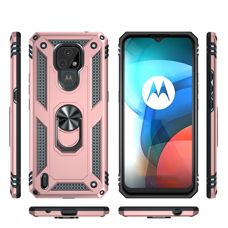 Tvrdené Ring Armor puzdro pre Motorola Moto E7 - ružové