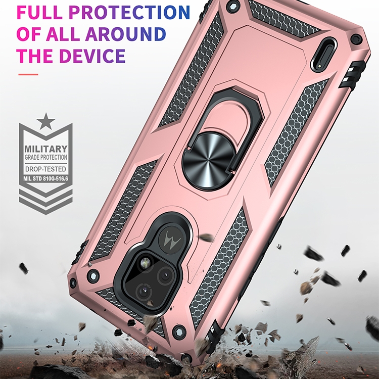 Tvrdené Ring Armor puzdro pre Motorola Moto E7 - ružové