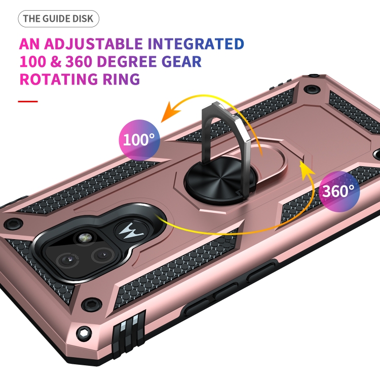 Tvrdené Ring Armor puzdro pre Motorola Moto E7 - ružové