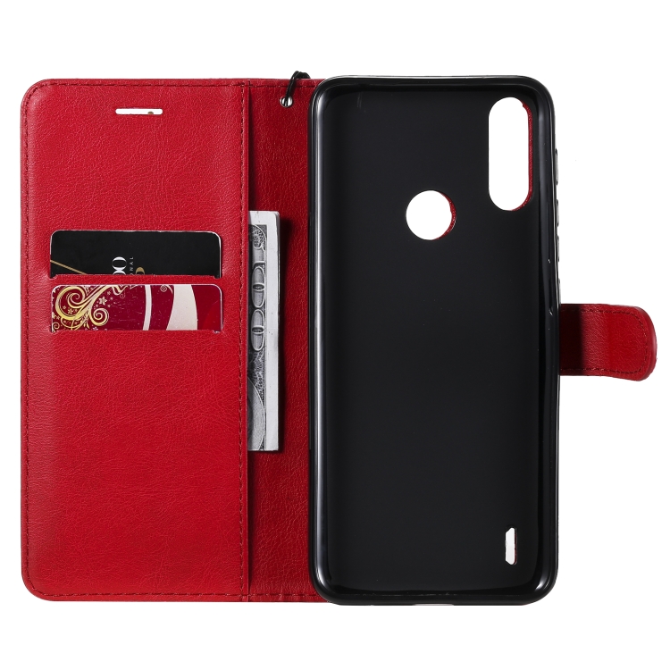 9D SKLO + PÚZDRO 2v1 pre Motorola Moto E7 Power - Knížkove puzdro Solid červené