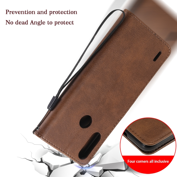 Knížkove puzdro Solid pre Motorola Moto E7 Power - hnedé