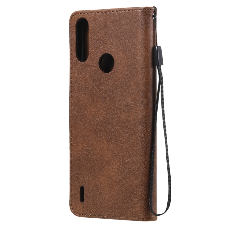 Knížkove puzdro Solid pre Motorola Moto E7 Power - hnedé