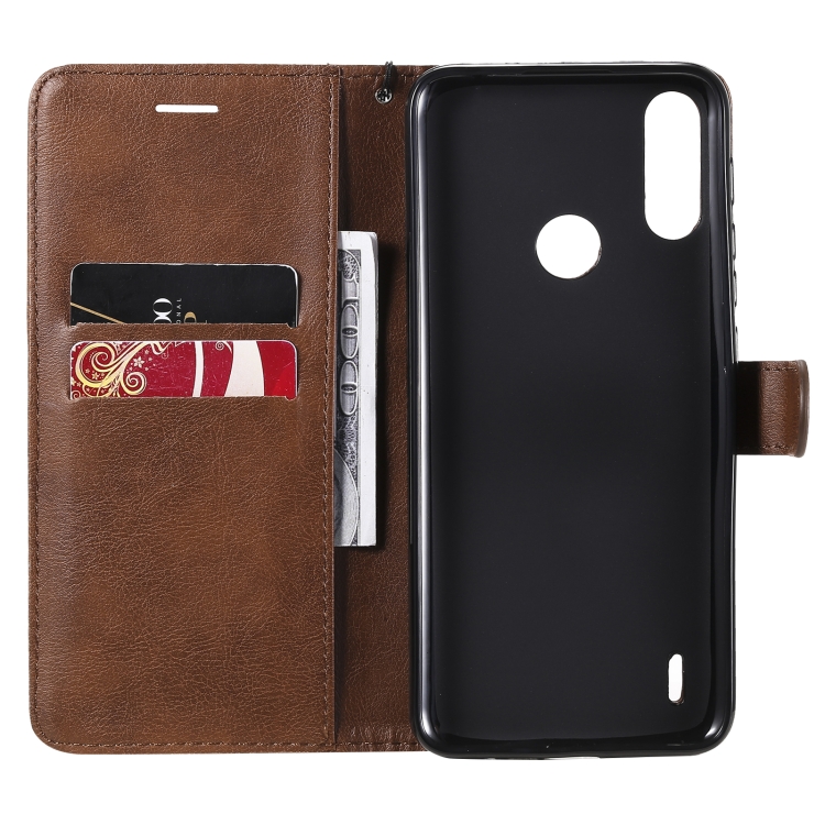 Knížkove puzdro Solid pre Motorola Moto E7 Power - hnedé