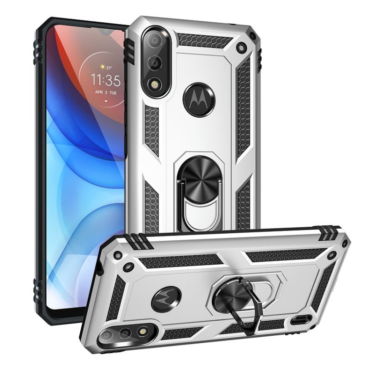 9D SKLO + PÚZDRO 2v1 pre Motorola Moto E7 Power - Tvrdené Ring Armor sivé