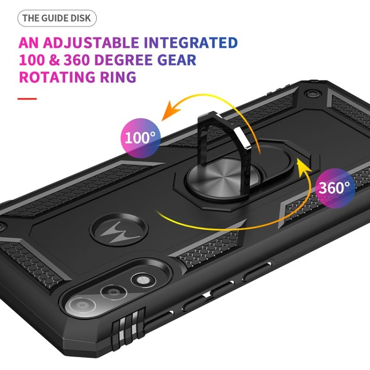 9D SKLO + PÚZDRO 2v1 pre Motorola Moto E7 Power - Tvrdené Ring Armor čierne