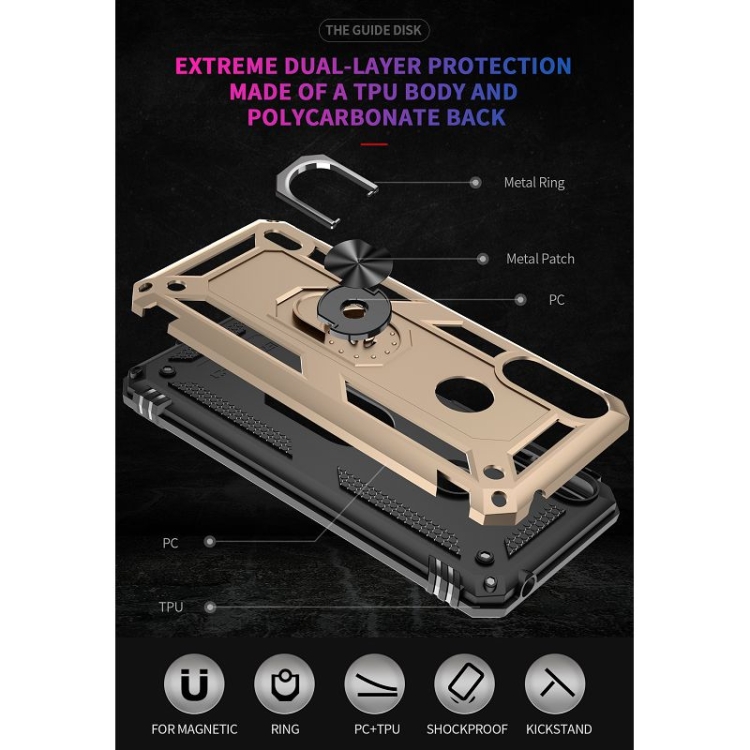 9D SKLO + PÚZDRO 2v1 pre Motorola Moto E7 Power - Tvrdené Ring Armor zlaté