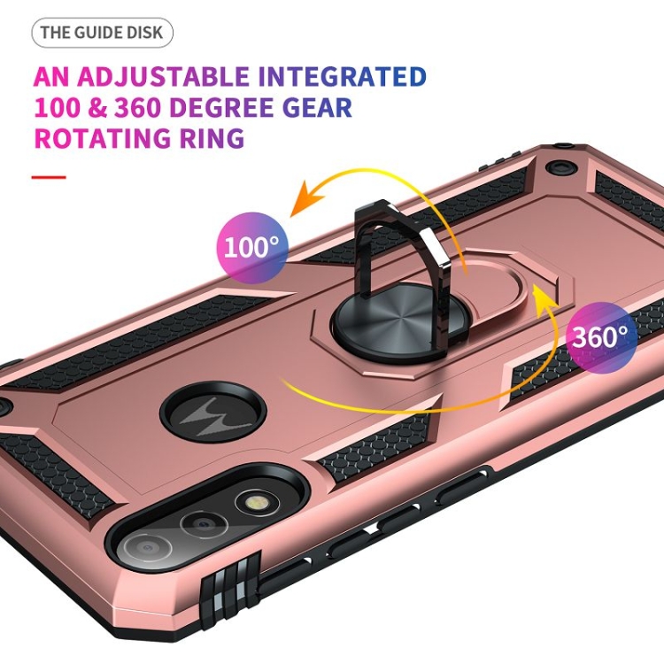 Tvrdený kryt pre Motorola Moto E7 Power - Ring Armor ružové