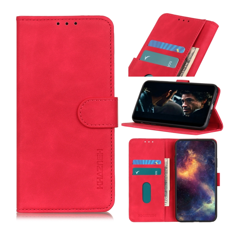 Peňaženkové puzdro retro pre Motorola Moto E7 Power - červené
