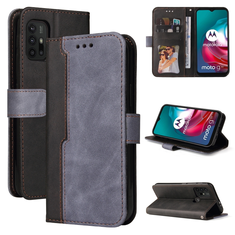 9D SKLO + PÚZDRO 2v1 pre Motorola Moto G10 / G20 / G30 - Knižkové Business sivé