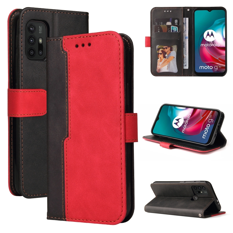 9D SKLO + PÚZDRO 2v1 pre Motorola Moto G10 / G20 / G30 - Knižkové Business red