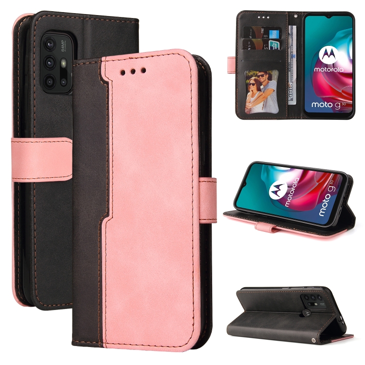9D SKLO + PÚZDRO 2v1 pre Motorola Moto G10 / G20 / G30 - Knižkové Business pink