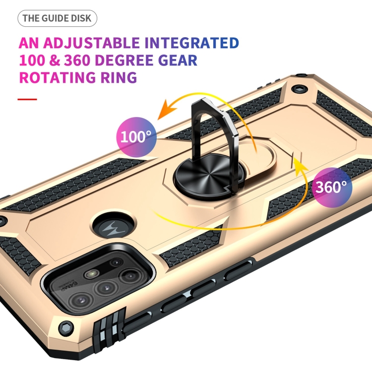 9D SKLO + PUZDRO 2v1 pre Motorola Moto G10 / G20 / G30 - Ring Armor zlaté