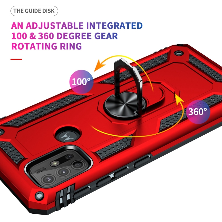 Tvrdený kryt pre Motorola Moto G10 / G20 / G30 - Ring Armor červený