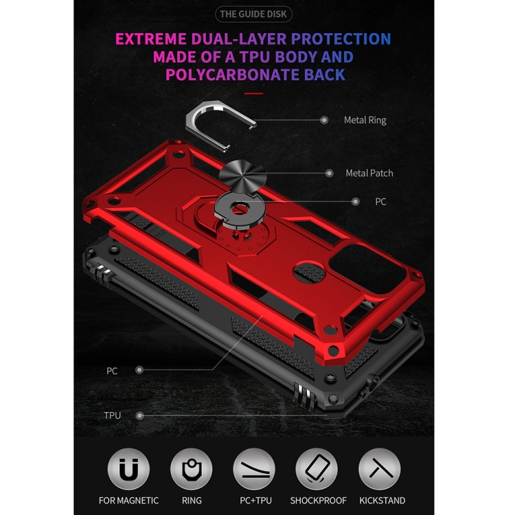 Tvrdený kryt pre Motorola Moto G10 / G20 / G30 - Ring Armor červený