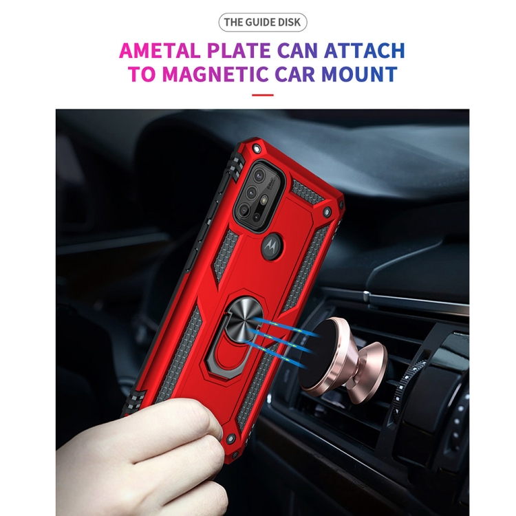 Tvrdený kryt pre Motorola Moto G10 / G20 / G30 - Ring Armor červený