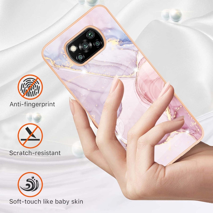 9D SKLO + PUZDRO 2v1 pre Xiaomi Poco X3 NFC / X3 Pro - Marble rose gold