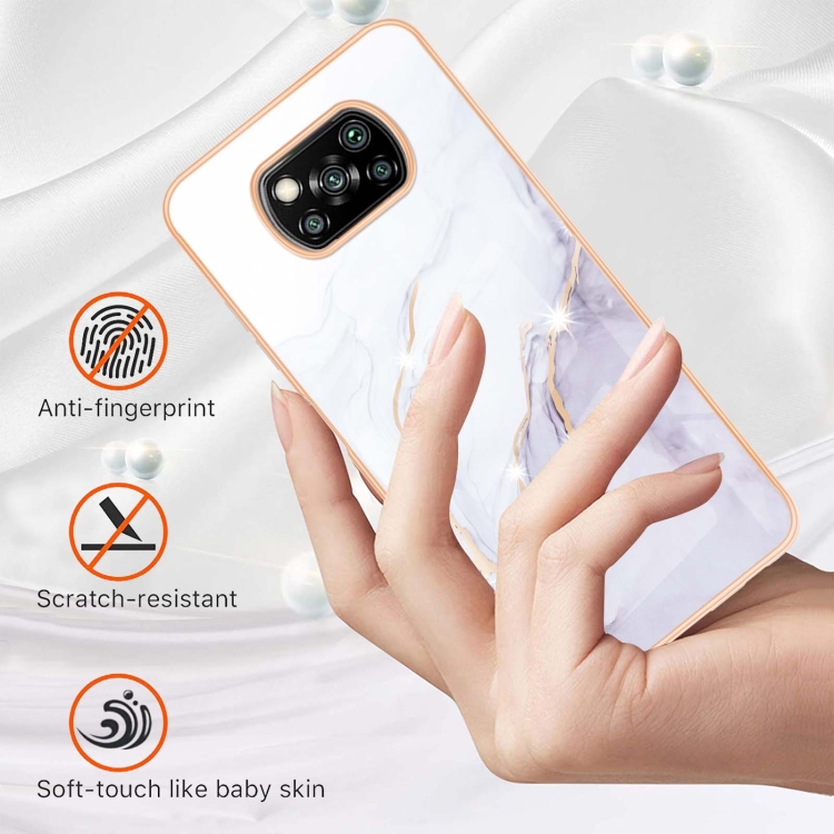 9D SKLO + PUZDRO 2v1 pre Xiaomi Poco X3 NFC / X3 Pro - Marble white