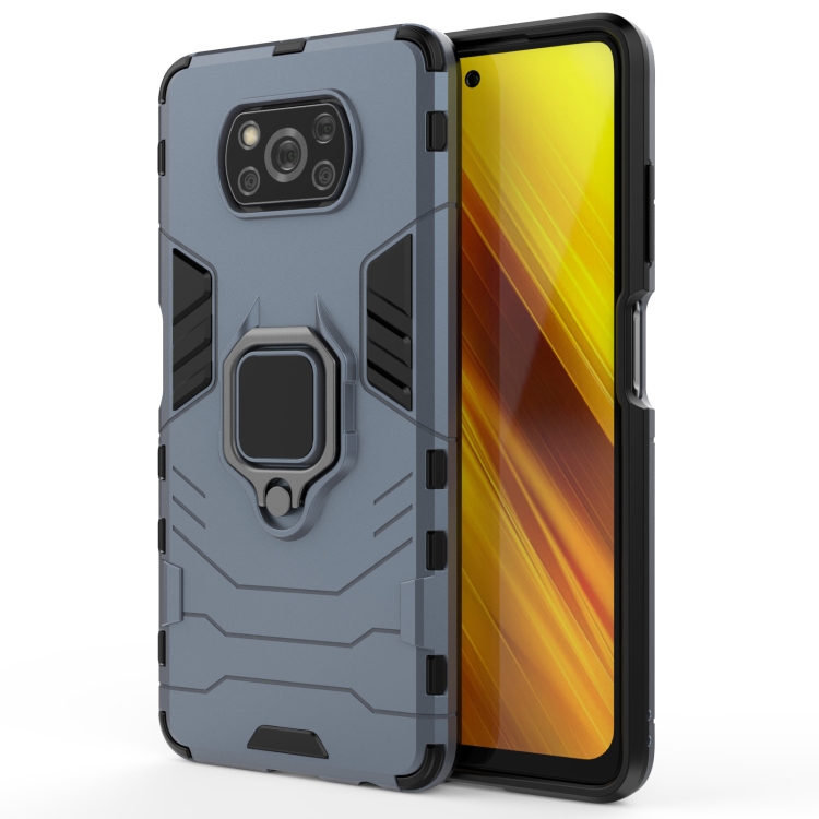 9D SKLO + PÚZDRO 2v1 pre Xiaomi Poco X3 NFC / X3 Pro - Ring Armor modré