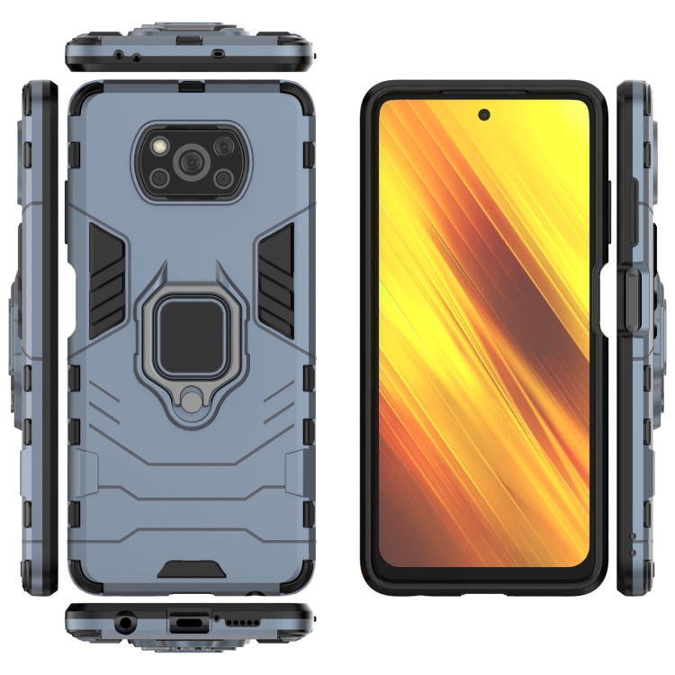 9D SKLO + PÚZDRO 2v1 pre Xiaomi Poco X3 NFC / X3 Pro - Ring Armor modré
