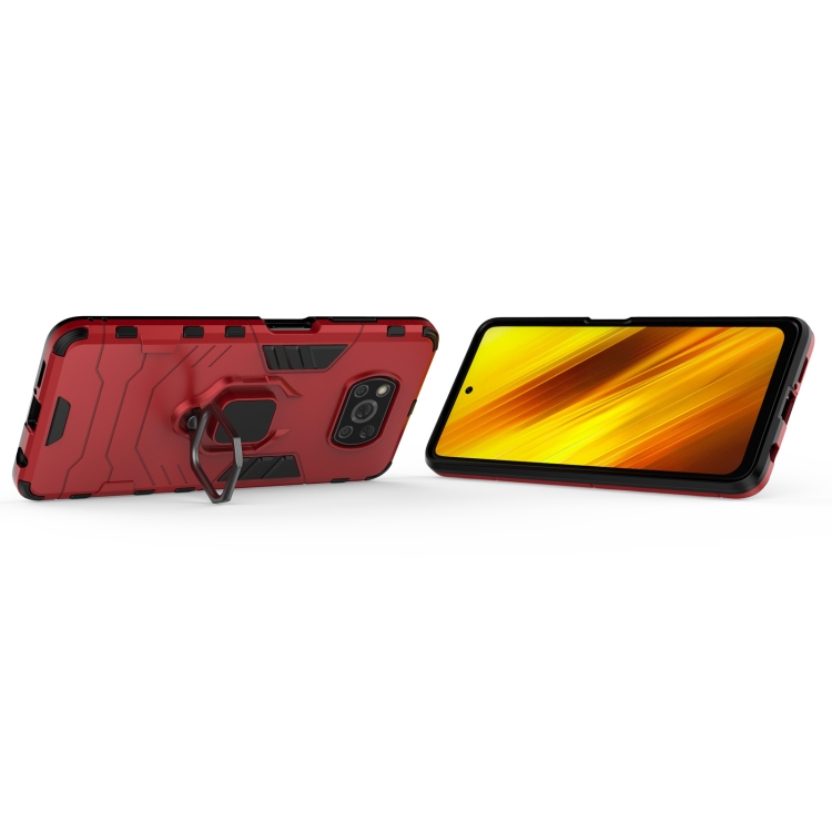 9D SKLO + PÚZDRO 2v1 pre Xiaomi Poco X3 NFC / X3 Pro - Ring Armor červené