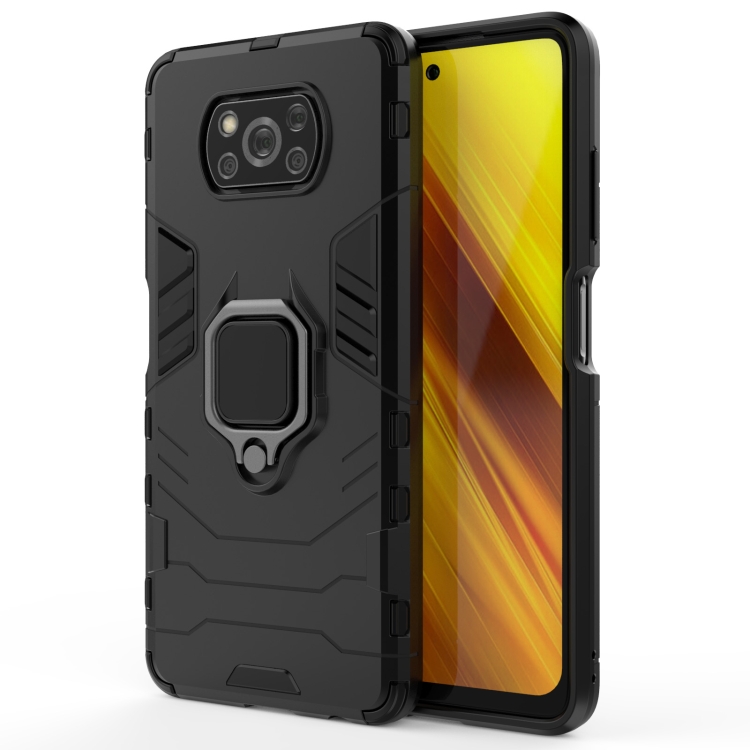 9D SKLO + PÚZDRO 2v1 pre Xiaomi Poco X3 NFC / X3 Pro - Ring Armor čierne