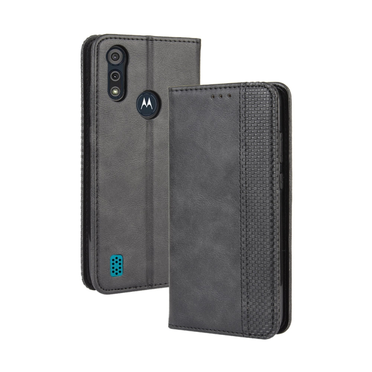 9D SKLO + PUZDRO 2v1 pre Motorola Moto E6i / E6s - Knižkové Retro čierne