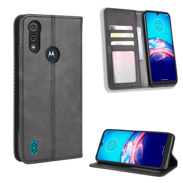 9D SKLO + PUZDRO 2v1 pre Motorola Moto E6i / E6s - Knižkové Retro čierne