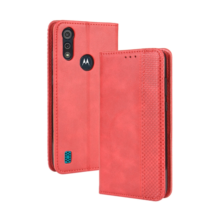 9D SKLO + PUZDRO 2v1 pre Motorola Moto E6i / E6s - Knižkové Retro červené