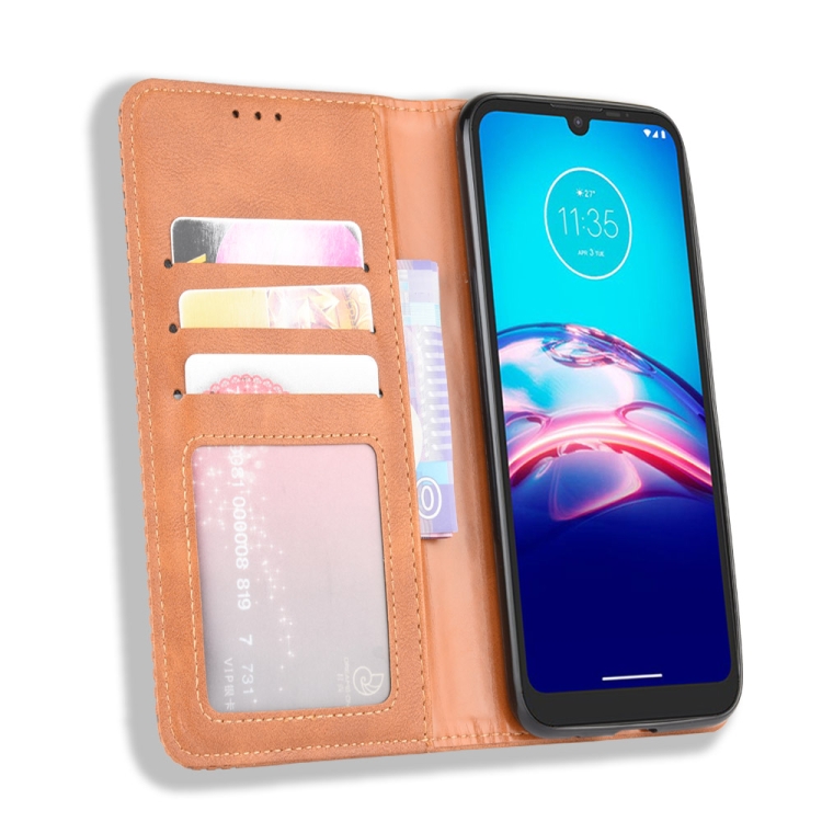 9D SKLO + PUZDRO 2v1 pre Motorola Moto E6i / E6s - Knižkové Retro hnedé