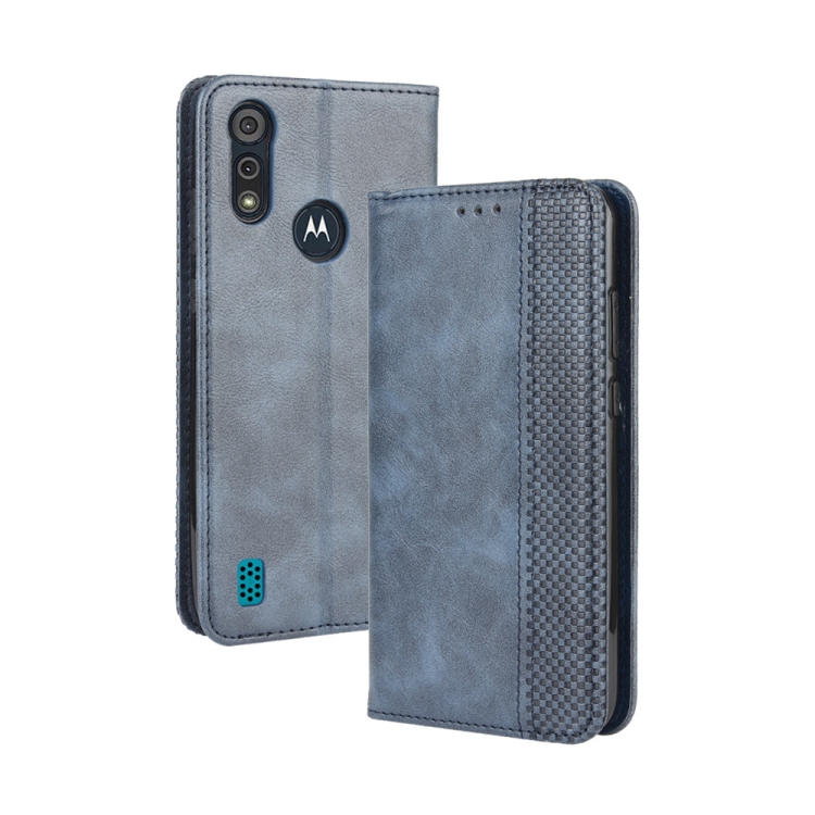 9D SKLO + PUZDRO 2v1 pre Motorola Moto E6i / E6s - Knižkové Retro modré