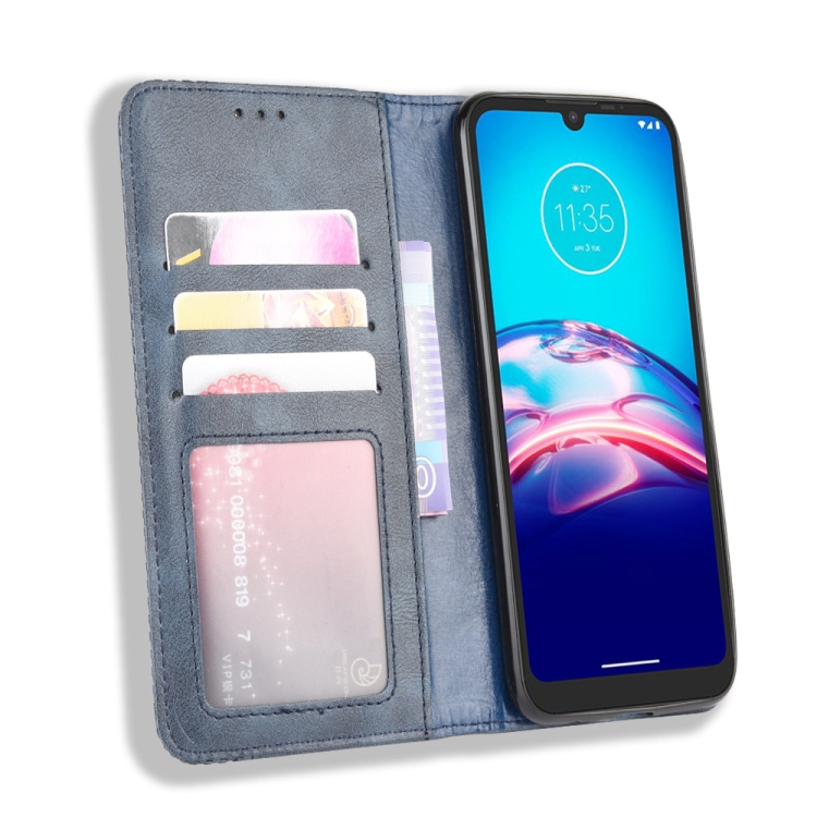 9D SKLO + PUZDRO 2v1 pre Motorola Moto E6i / E6s - Knižkové Retro modré