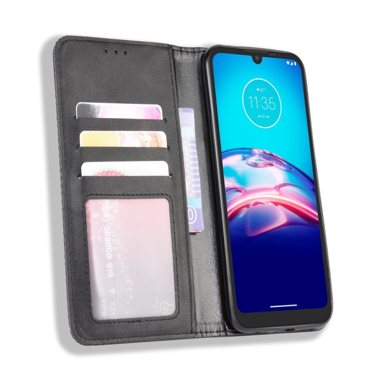 Knižkové puzdro Retro pre Motorola Moto E6i / E6s - čierne