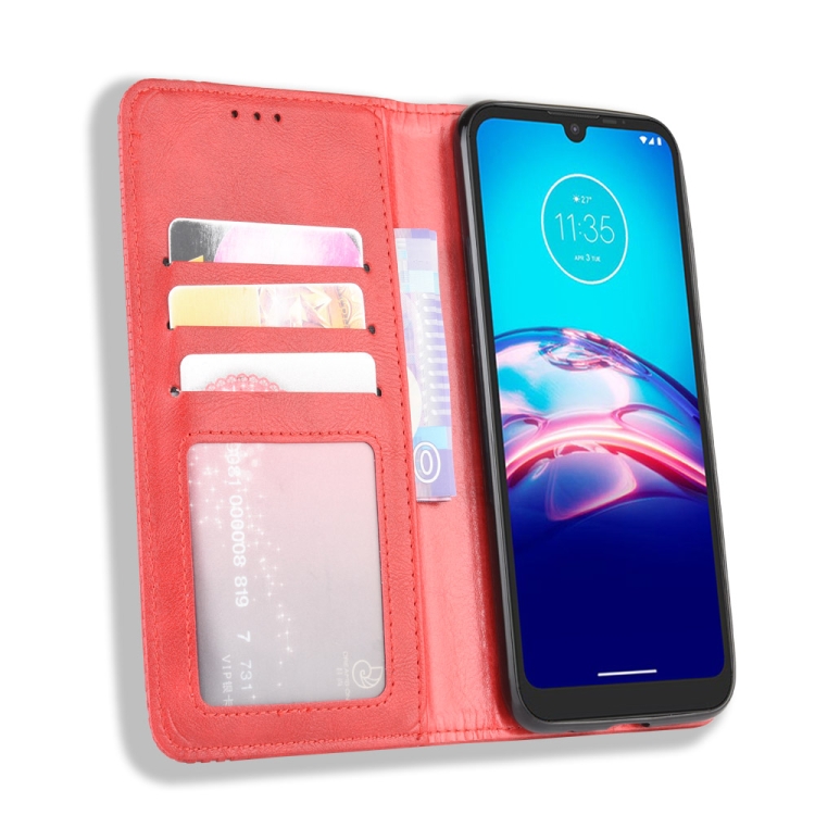 Knižkové puzdro Retro pre Motorola Moto E6i / E6s - červené