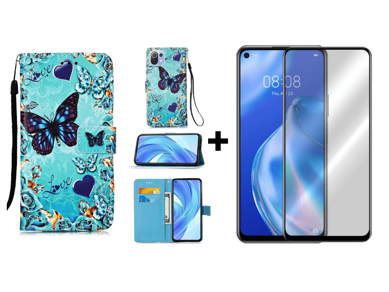 9D SKLO + PUZDRO 2v1 pre Xiaomi Mi 11 Lite 4G / 5G - Knižkové ART Butterfly