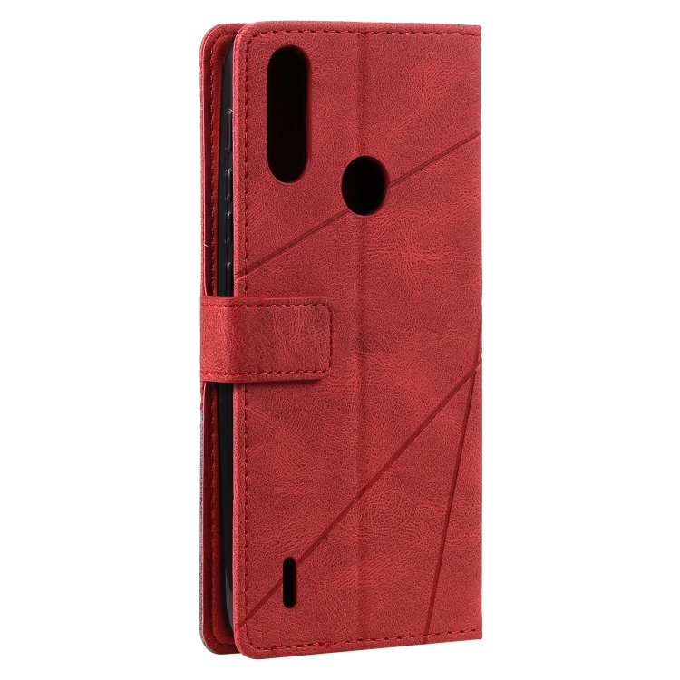 Knižkové puzdro Splicing pre Motorola Moto E7 Power - červené