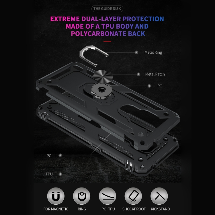 Tvrdené Ring Armor puzdro pre Motorola Moto E7 - čierne