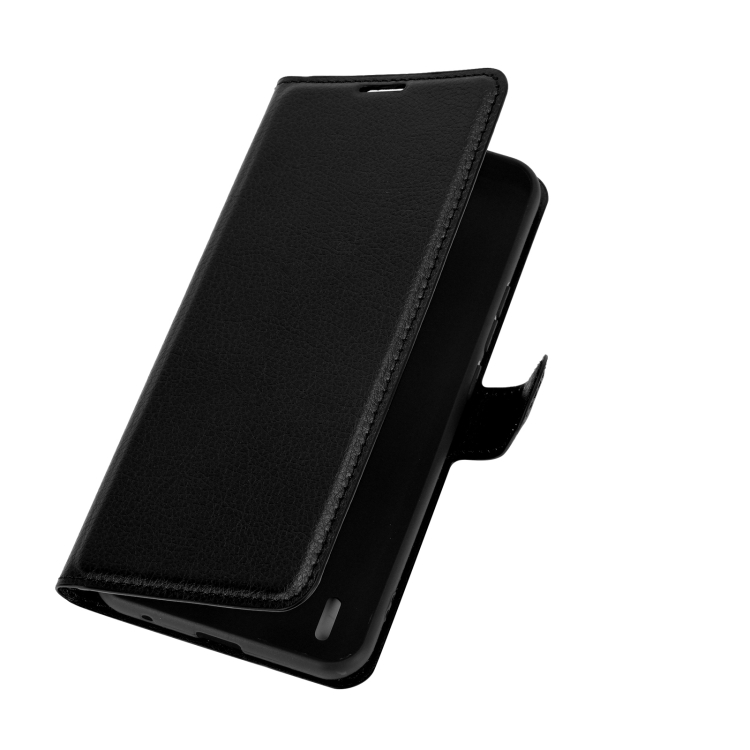 Knižkové puzdro Litchi čierne pre Motorola Moto E7
