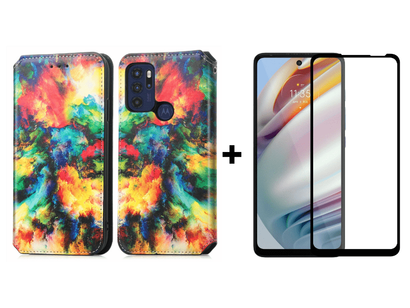 9D SKLO + PÚZDRO 2v1 pre Motorola Moto G60s - Knížkove puzdro Colorful