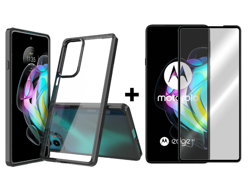 9D SKLO + PÚZDRO 2v1 pre Motorola Moto Edge 20 - Acrylic čierne