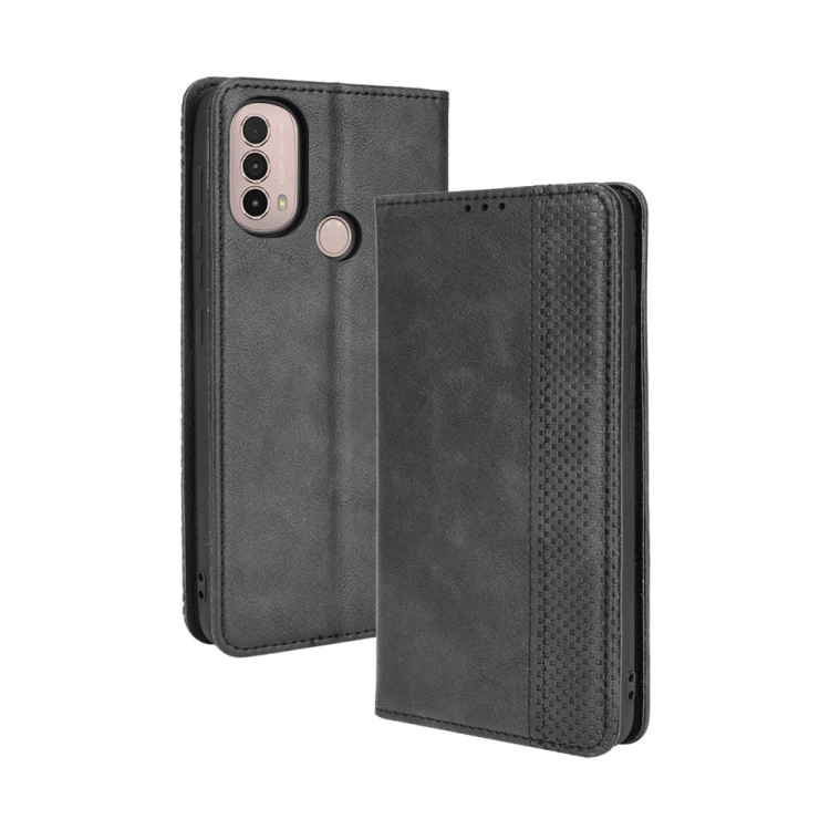 9D SKLO + PUZDRO 2v1 pre Motorola Moto E20 / E30 / E40 - Knižkové Retro čierne