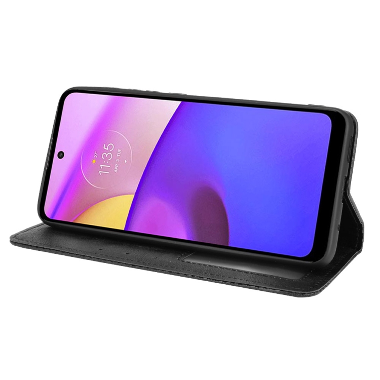 9D SKLO + PUZDRO 2v1 pre Motorola Moto E20 / E30 / E40 - Knižkové Retro čierne