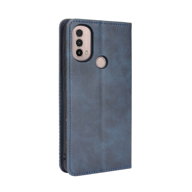 9D SKLO + PUZDRO 2v1 pre Motorola Moto E20 / E30 / E40 - Knižkové Retro modré